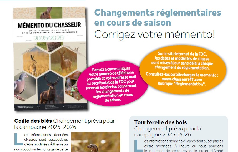chasseurs47 actualites