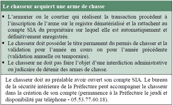 chasseurs47 prescriptionsgenerales acquisitiondesarmesdechasseetsia